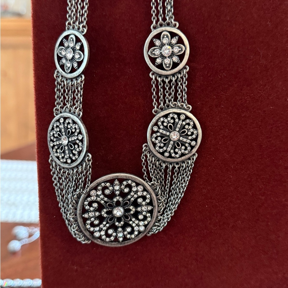 Touchstone Crystal Silver Necklace with Circular Crystal Motifs - Picture 3 of 4